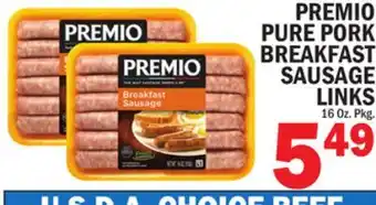 C Town PREMIO PURE PORK BREAKFAST SAUSAGE LINKS offer