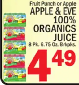 C Town APPLE & EVE 100% ORGANICS JUICE offer