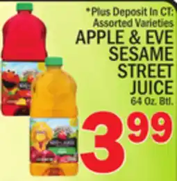 C Town APPLE & EVE SESAME STREET JUICE offer