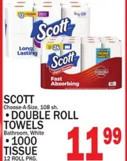 C Town SCOTT DOUBLE ROLL TOWELS, 1000 TISSUE offer