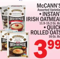 C Town McCANN'S INSTANT IRISH OATMEAL 11.9-15.2 Oz. Box, QUICK ROLLED OATS 16 Oz. Box offer