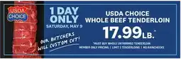 Kings Food Markets USDA CHOICE WHOLE BEEF TENDERLOIN offer