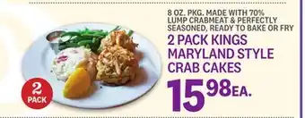 Kings Food Markets 2 PACK KINGS MARYLAND STYLE CRAB CAKES offer