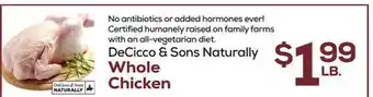 DeCicco & Sons DeCicco & Sons Naturally Whole Chicken offer