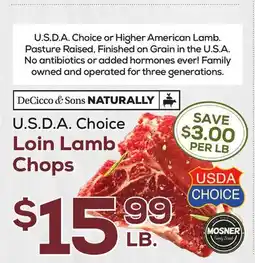 DeCicco & Sons U.S D. A. Choice Loin Lamb Chops offer