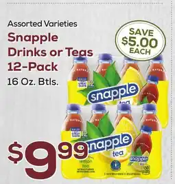 DeCicco & Sons Snapple Drinks or Teas 12-Pack offer