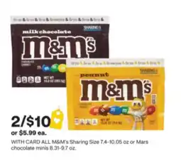CVS ALL M&M's Sharing Size 7.4-10.05 oz or Mars chocolate minis 8.31-9.7 oz offer