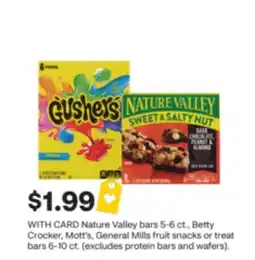 CVS Nature Valley bars 5-6 ct., Betty Crocker, Mott's, General Mills fruit snacks or treat bars 6-10 ct offer