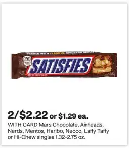 CVS Mars Chocolate, Airheads, Nerds, Mentos, Haribo, Necco, Laffy Taffy or Hi-Chew singles 1.32-2.75 oz offer