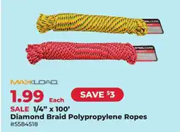 Runnings 1/4 x 100' Diamond Braid Polypropylene Ropes offer