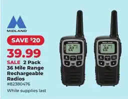Runnings 2 Pack 36 Mile Range Rechargeable Radios offer