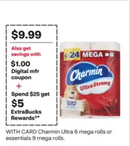 CVS Charmin Ultra 6 mega rolls or essentials 9 mega rolls offer