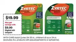 CVS Adult Zyrtec 24-35 ct., children's 8 oz or 24 ct offer