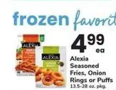 Safeway Alexia Seasoned Fries, Onion Rings or Puffs offer