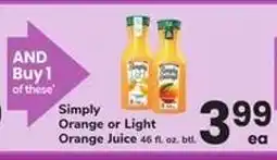 Safeway Simply Orange or Light Orange Juice offer