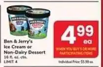 Safeway Ben & Jerry's Ice Cream or Non-Dairy Dessert offer