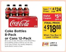 ShopRite Coke Bottles 8-Pack or Cans 12-Pack offer