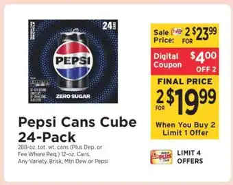 ShopRite Pepsi Cans Cube 24-Pack offer
