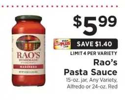 ShopRite Rao's Pasta Sauce offer
