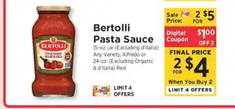 ShopRite Bertolli Pasta Sauce offer
