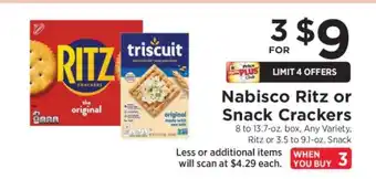 ShopRite Nabisco Ritz or Snack Crackers offer