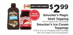 ShopRite Smucker’s Magic Shell Topping / Smucker’s Ice Cream Toppings offer