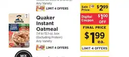 ShopRite Quaker Instant Oatmeal offer