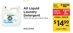 ShopRite all Liquid Laundry Detergent offer