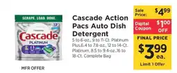 ShopRite Cascade Action Pacs Auto Dish Detergent offer