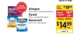 ShopRite Allegra, XYZAL, Nasacort offer