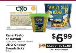 ShopRite Rana Pesto or Ravioli, UNO Cheesy Breadsticks offer