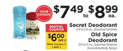 ShopRite Secret Deodorant / Old Spice Deodorant offer