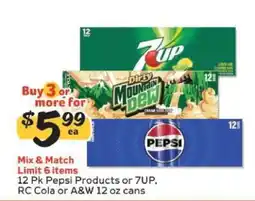 Winn Dixie 12 Pk Pepsi Products or 7UP, RC Cola or A&W 12 oz cans offer