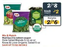 Winn Dixie Dole Salad Blends or Know & Love Organic Salad offer