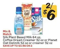 Winn Dixie Silk Plant Based Milk, Coffee Dream Creamer, or Planet Oat Oatmilk offer