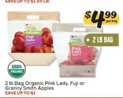 Winn Dixie 2 lb Bag Organic Pink Lady, Fuji or Granny Smith Apples offer