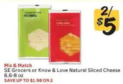 Winn Dixie SE Grocers or Know & Love Natural Sliced Cheese offer