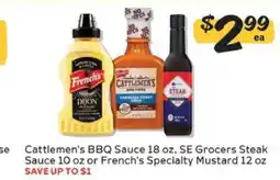 Winn Dixie Cattlemen's BBQ Sauce, SE Grocers Steak Sauce or French's Specialty Mustard offer