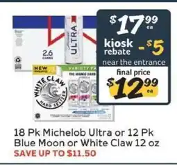 Winn Dixie 18 Pk Michelob Ultra or 12 Pk Blue Moon or White Claw 12 oz offer