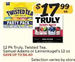 Winn Dixie 12 Pk Truly, Twisted Tea, Samuel Adams or Leinenkugel's 12 oz offer