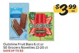 Winn Dixie Outshine Fruit Bars 6 ct or SE Grocers Novelties 12-20 ct offer