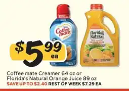 Winn Dixie Coffee-mate Creamer 64 oz. or Florida's Natural Orange Juice 89 oz offer