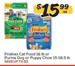 Winn Dixie Friskies Cat Food 16 lb or Purina Dog or Puppy Chow 15-18.5 lb offer