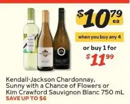 Winn Dixie Kendall-Jackson Chardonnay, Sunny with a Chance of Flowers or Kim Crawford Sauvignon Blanc 750 mL offer
