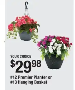 The Home Depot 12 Premier Planter or #13 Hanging Basket offer