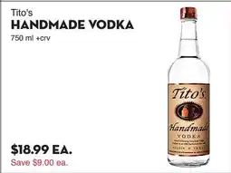 Bristol Farms Tito's HANDMADE VODKA offer