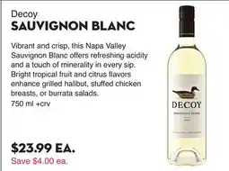 Bristol Farms Decoy SAUVIGNON BLANC offer