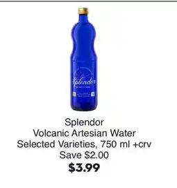 Bristol Farms Splendor Volcanic Artesian Water offer