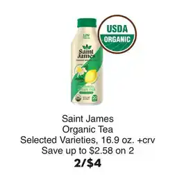 Bristol Farms Saint James Organic Tea offer