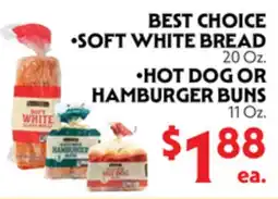La Chiquita Food Market BEST CHOICE SOFT WHITE BREAD • HOT DOG OR HAMBURGER BUNS offer